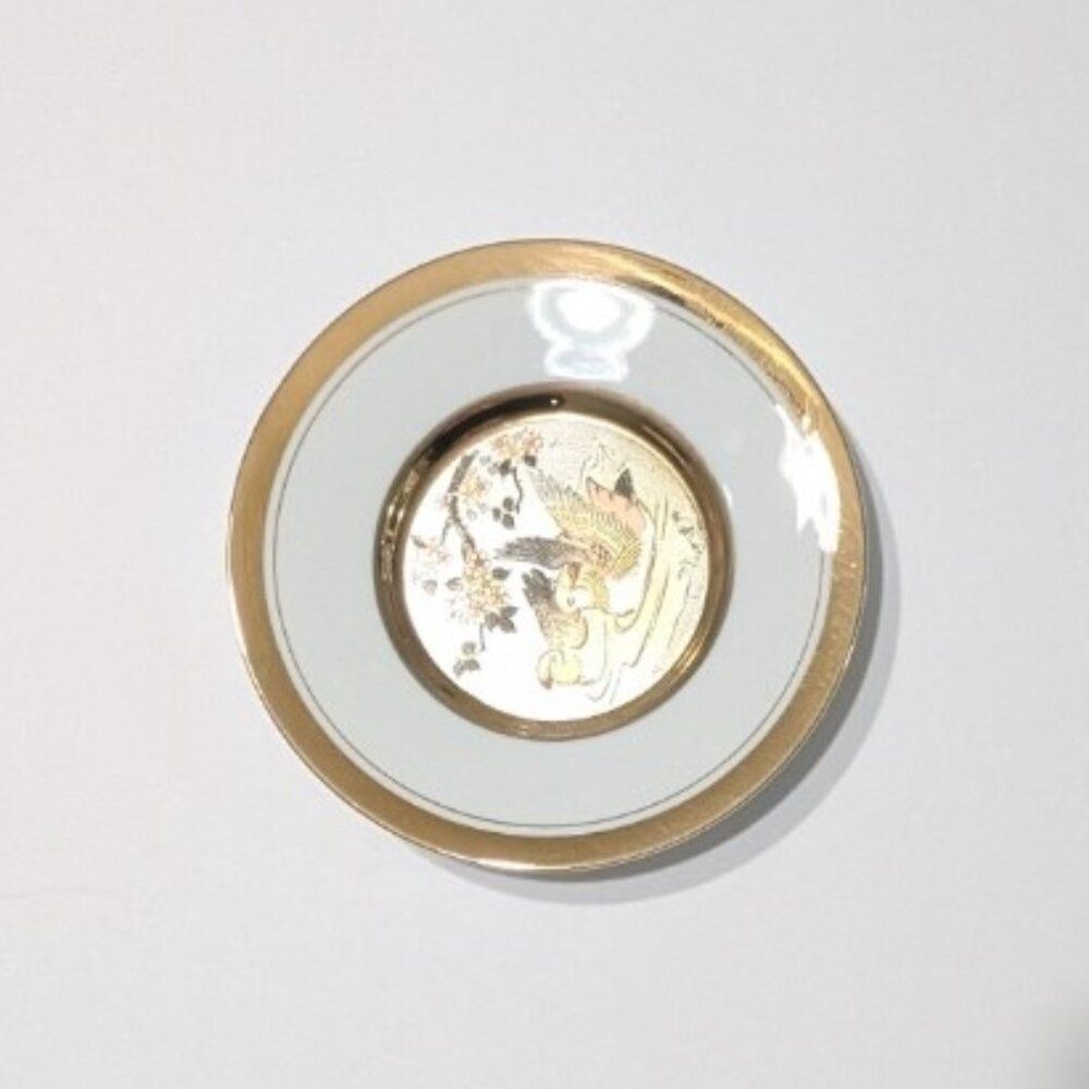 Vintage "The Art of Chokin" 24Kt.Gold Edge Decorative Plate with Birds - Picture 2 of 4